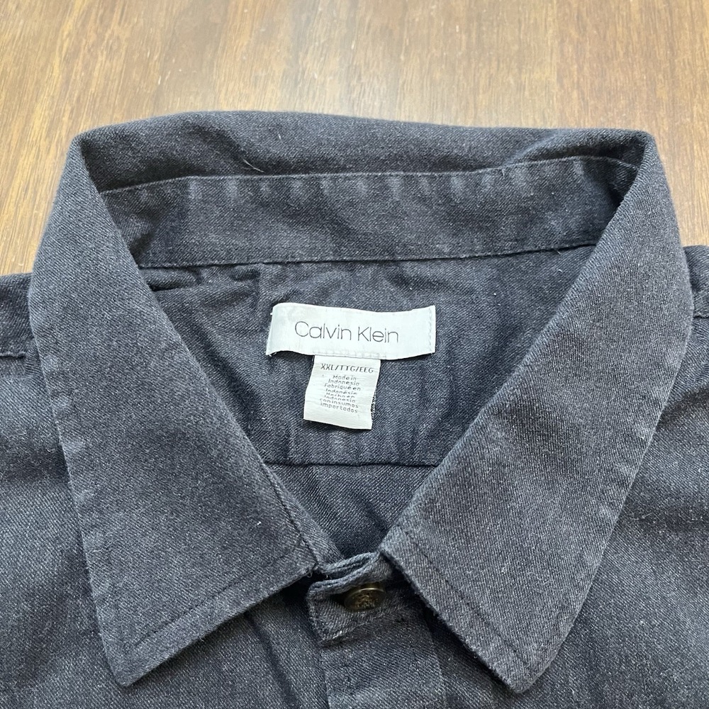Calvin Klein Mens Button Down Dress Shirt Blue Long Sleeve Size XXL - Picture 7 of 13